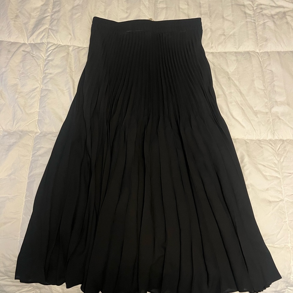 Source Unknown Black Pleated Midi Skirt